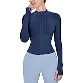Locachy Women's Lightweight Stretchy Workout Full Zip Running Track Jacket with Thumb Holes