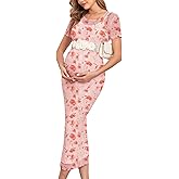 AISWI Maternity Mesh Dress Ruched Side Round Neck Pregnancy Dresses Baby Shower Wedding Guest Cocktail Party