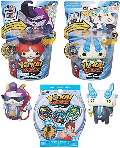 Yo-kai Watch Blind Bag Medals &amp; Converting Komasan-Businessman Converting Jibanyan-Baddinyan Big Figure Pack