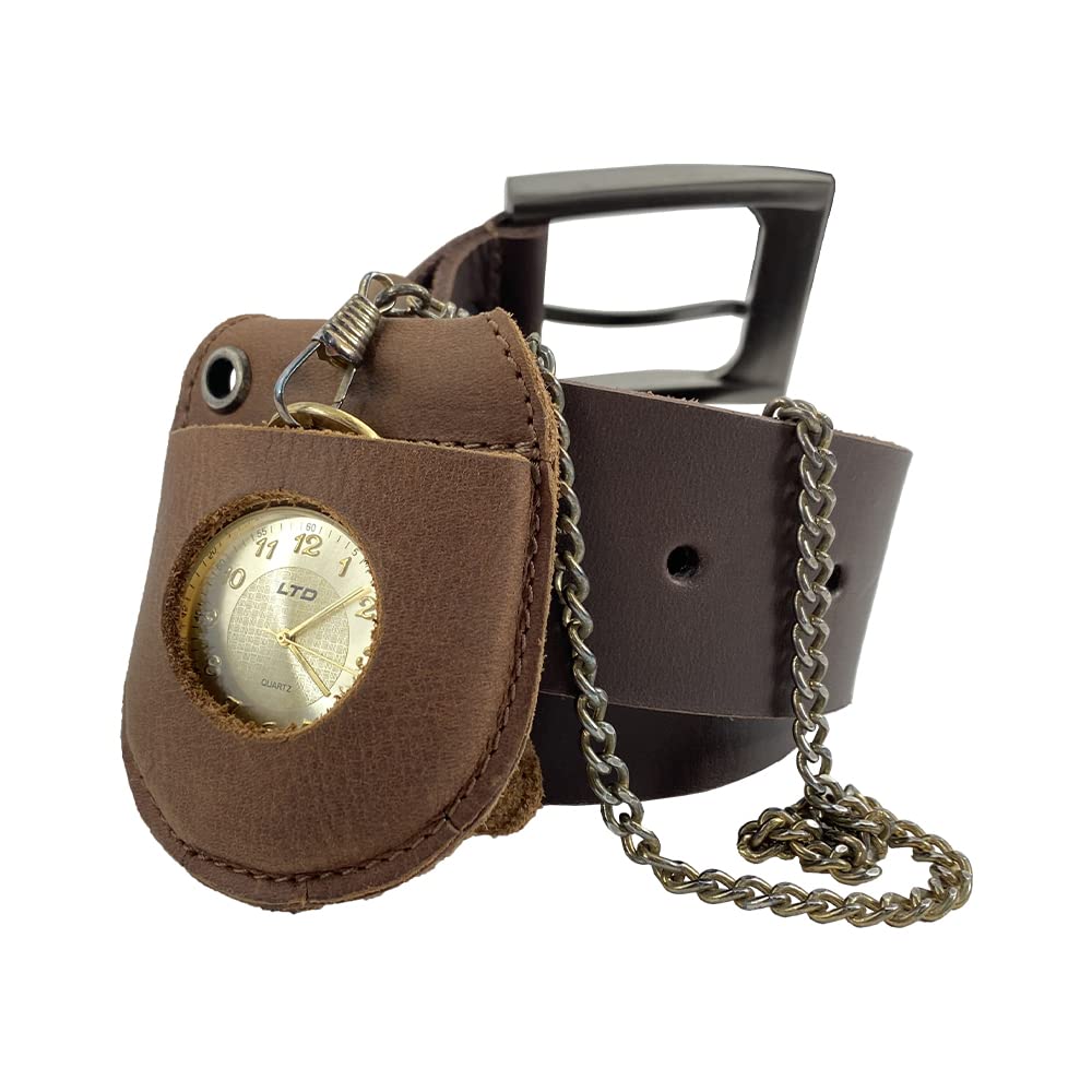 Hide & Drink, Pocket Watch Case, Protector Holder, Timepiece, Rustic Case, Full Grain Leather, Handmade, Bourbon Brown