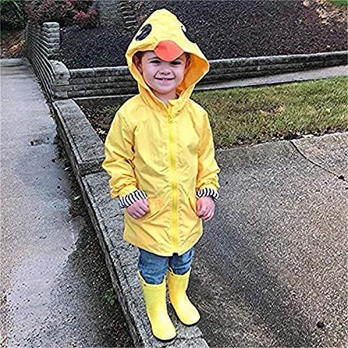 Toddler Baby Boy Girl Duck Rain Jacket Cute Cartoon Yellow Raincoat Hoodie Kids Coat Fall Winter
