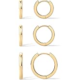 PAVOI 18K Gold Plated 925 Sterling Silver Posts 3 Pairs Hoop Earrings Set for Women | Huggie Earring Pack
