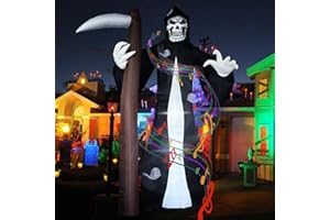 DINESIL 10.5 FT Halloween Inflatable Grim Reaper, Giant Grim Reaper Ghost Inflatables with Scary Sound, Blow Up Yard Decorations with Build-in LED Lights for Halloween Outdoor Garden Yard Lawn Decor