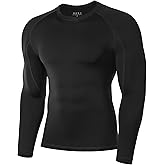 Poekuao Men's UPF 50+ Long Sleeve Compression Shirts Cool Dry Workout Undershirts Athletic Base Layer for Sports Running Gym