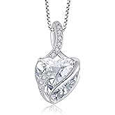 FJ Infinity Birthstone Necklace 925 Sterling Silver Love Heart Pendant Jewelry Gifts for Women