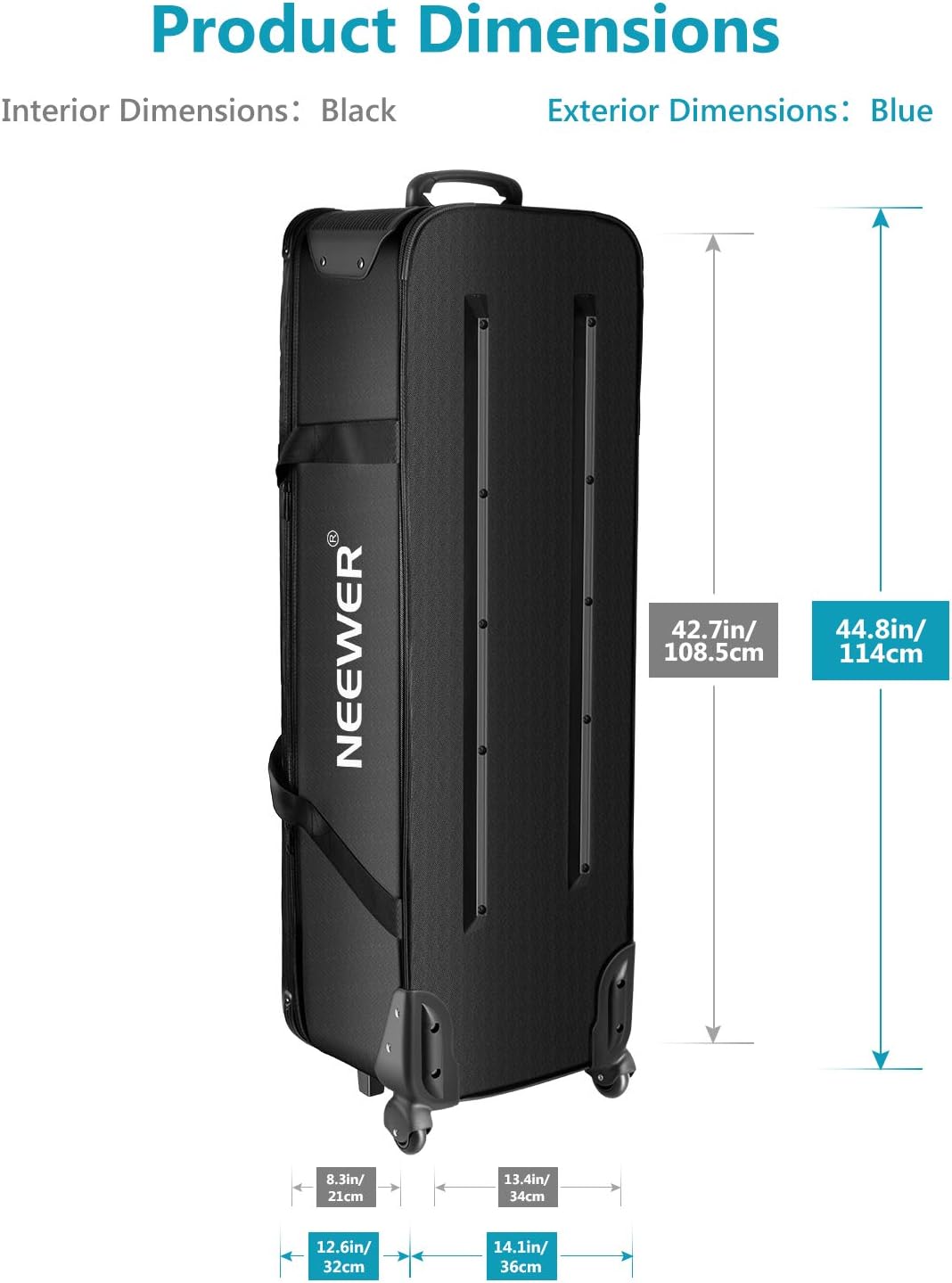 Neewer Professional Camera Trolley Case[44.8″x14.1″x12.6″][Two Ways to