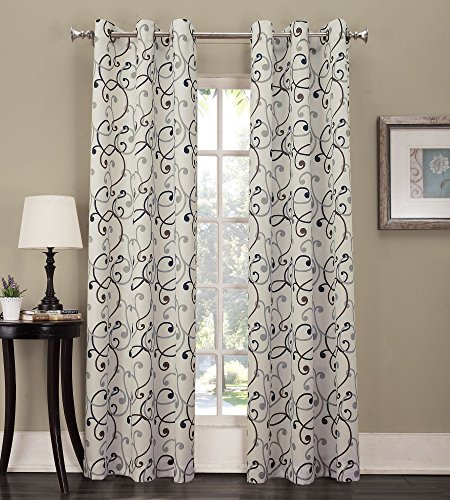 No. 918 Tilda Scroll Print Grommet Curtain Panel