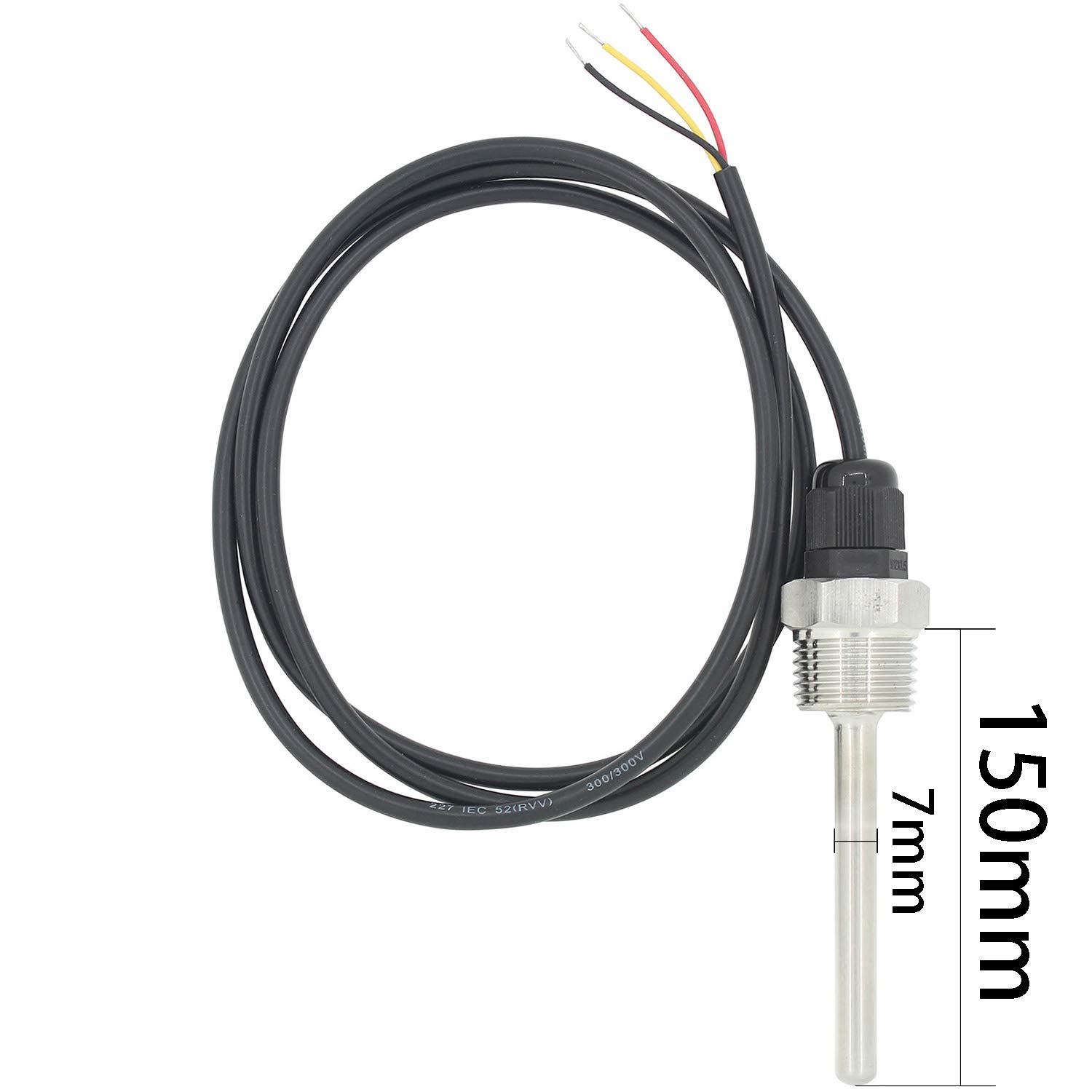 1/2 inch 7mm pt100 3 Wire Temperature Sensor with thermowell pt100 thermocouple 30 50 100 150