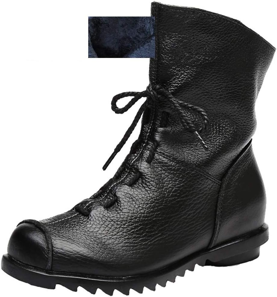 ClarsunnyWomen's Leather Casual Soft Flat Boots