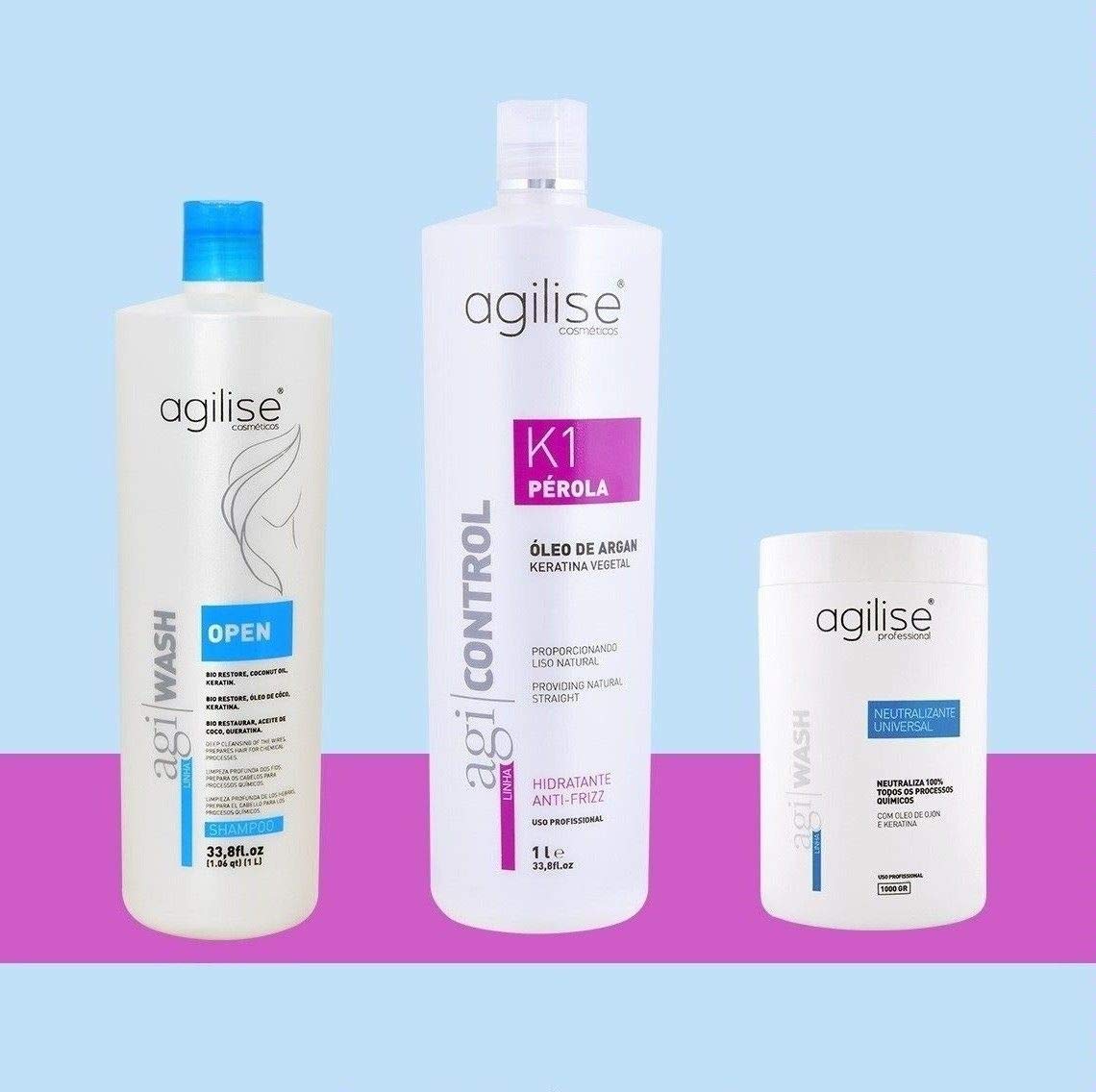Agi Control K1 Perola Kit 3L | Formol Free | Brazilian Keratin Treatment | Progressive Brush | Smoot