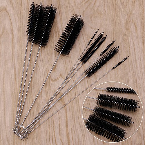 10Pcs Black Household Bottle Tube Cleaning Brush Set Home Kitchen Clean Tool (Black)