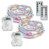 buways Fairy Lights, 2-Pack Battery Operated 50 LED Fairy String Lights,16.4feet Light with Remote Control for Party Garden Home Decoration (Multi-Colored)