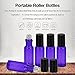 Glass Roll-on Bottles - 5ml, 12 Pack, Violet Colored by Mavogel, Stainless Steel Roller Balls, Essential Oil Opener, Droppers, Funnels, and Labels Included