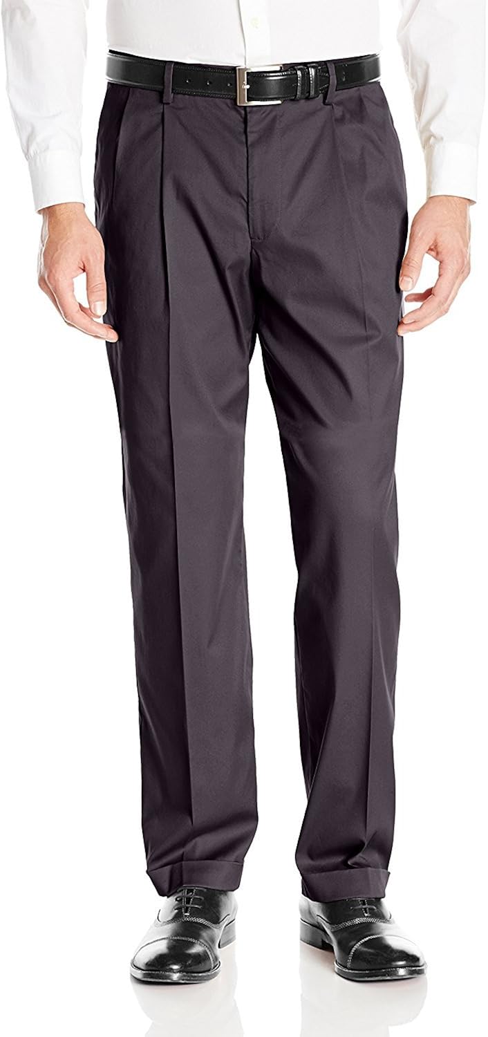 Dockers Men's Iron Free Khaki D4 Relaxed Fit Pleated Pant, Heather Grey