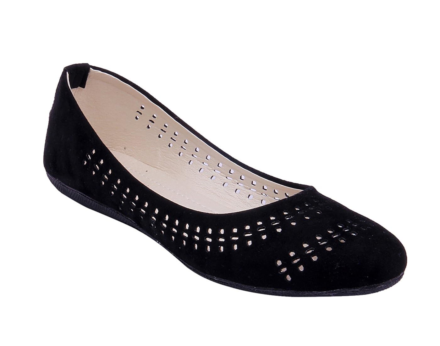 goyal's women's black synthetic punch ballerinas