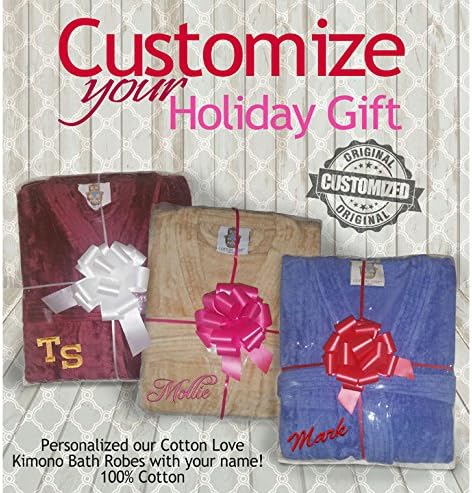 Embroidered Cotton Kimono Bath Robes. Light 2.90 Lbs.Soft Spa Robes are used by salon and hotels. (Burgundy)