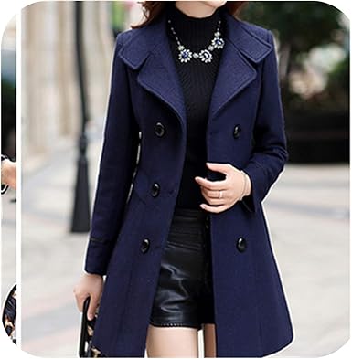Wool coat navy blue womens Clearance