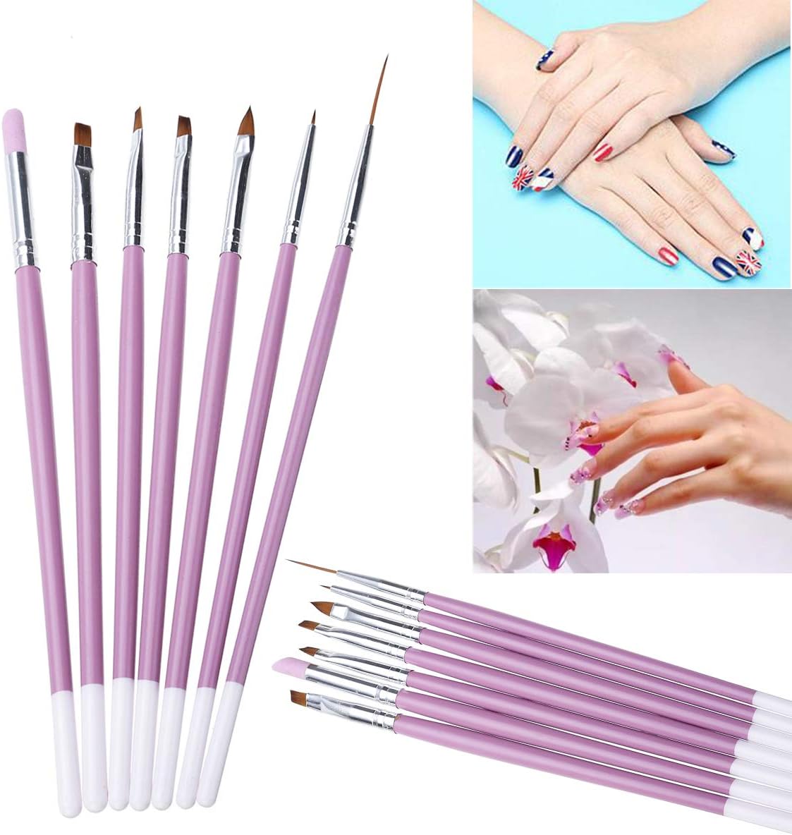 7pcs Nail Brush Set Painting Liner Pen DIY Maciture Kit Cuticle Remove Tools