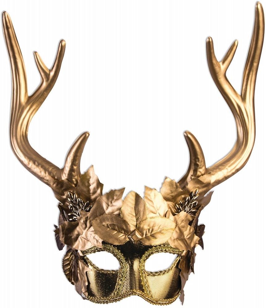 shoperama Mask Artemis Goddess of Hunting with Deer Antlers Gold