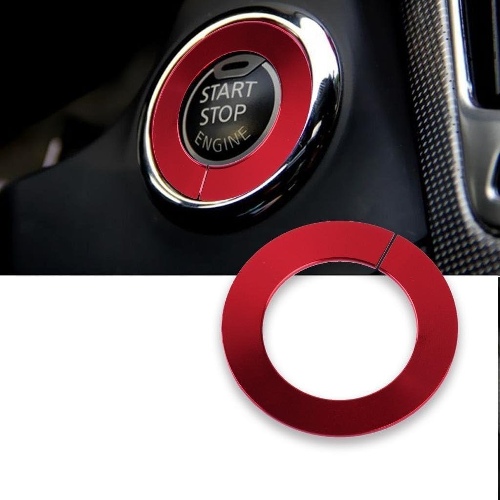 Xotic Tech RED Engine Start Stop Push Button Knob Key Switch Decor Ring Trim for Infiniti Q50 Q60 QX60