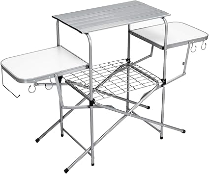 Amazon Co Jp Giantex 折りたたみ式キャンプテーブル フックと収納棚付き アウトドアポータブルスタンド キャンプ用折りたたみテーブル アルミフレーム 軽量 クイックセットアップと持ち運び簡単 q ピクニック コンパクトテーブル スポーツ アウトドア