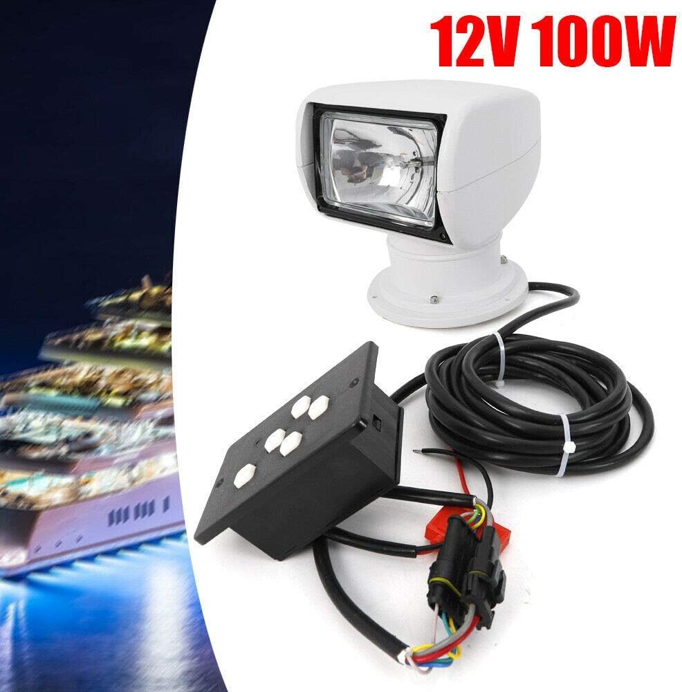 CNCEST Boat Spotlights 100W Marine Remote Control Halogen Searchlight Offroad Truck Car Boat Spotlight Searchlight Bulb Flux 2500LM 12V US Stock : Sports & Outdoors