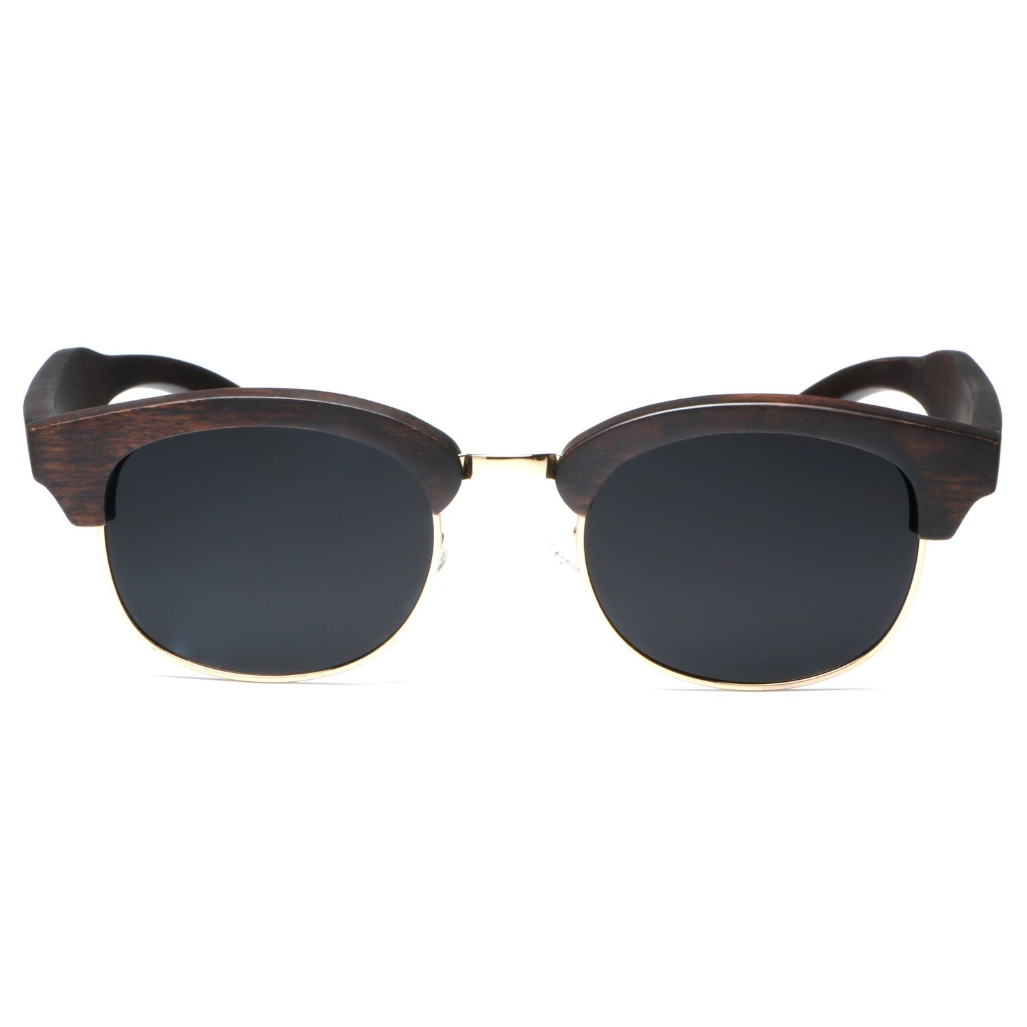 Ablibi Real Ebony Wood Polarized Sunglasses for Mens Semi Rimless Classic Shades(Ebony Wood, Grey)