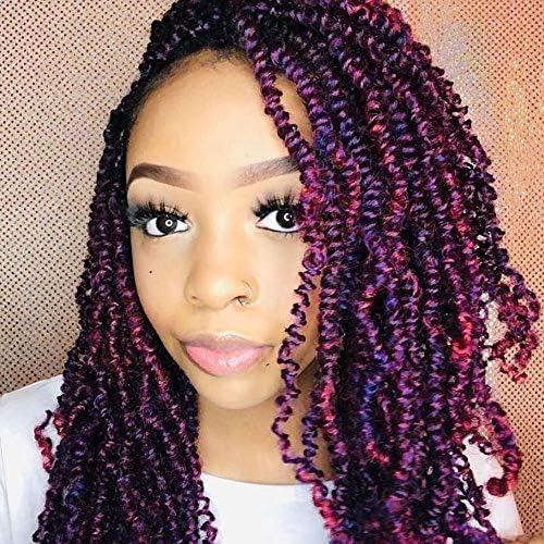4 pack spring twist crochet hair Ombre Crochet Bomb Twist Hair Extension for women and girls Synthetic Fluffy Braiding Hair Extensions (8inch Tbug)