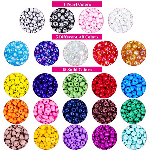 image for Pony Seed Beads, Shynek 7200 Pcs Friendship Bracelet Beads 4mm Small R