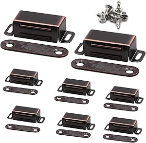 Magnetic Door Catch, Heavy Duty Latch for Cabinets Shutter Closet Furniture Door, Stainless Steel Cabinet Catch, Oil Rubbed Bronze (8Pack)