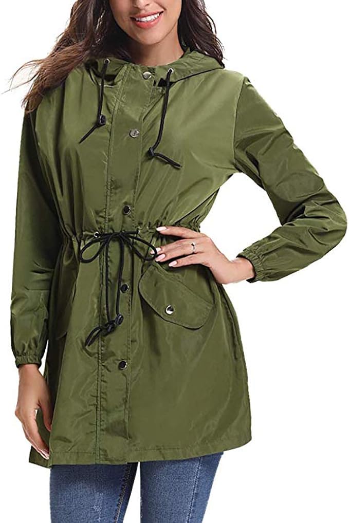 Waterproof Women Coats Ladies Long Sleeve Outdoor Hooded Winderproof Jacket Lightweight Active
