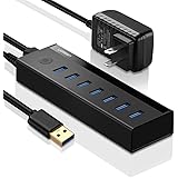 UGREEN 7-Port USB 3.0 Hub with 5V 2A AC Power Adapter Compatible for Mac, MacBook Pro Air, HP Dell Laptop, USB Data Hub 3.0 Splitter Adapter with Power Switch and 3FT USB Cable