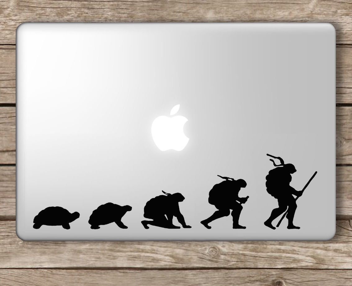 Evolution of Ninja Turtles TMNT - Apple MacBook Laptop Vinyl Sticker Decal, Die Cut Vinyl Decal for Windows, Cars, Trucks, Tool Boxes, laptops, MacBook - virtually Any Hard, Smooth Surface