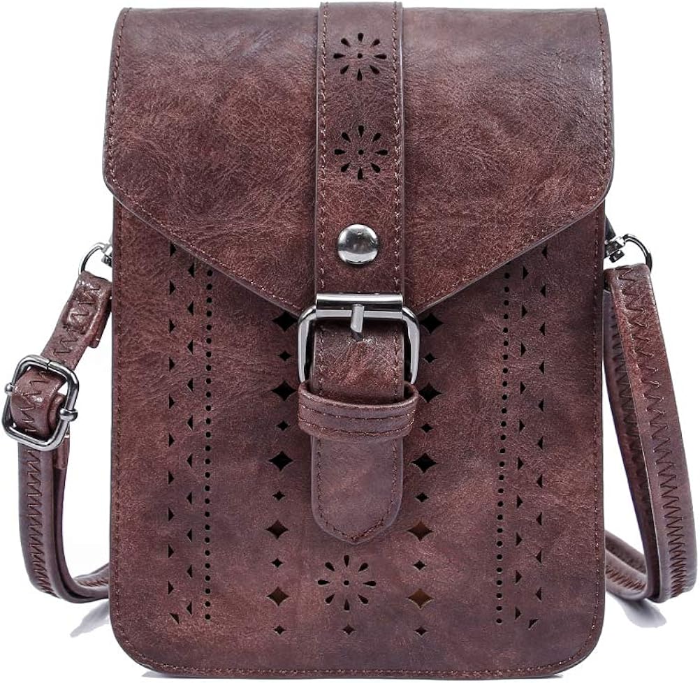 Womens RFID Small Crossbody Purse Vegan Leather Cell Phone Bag Holder