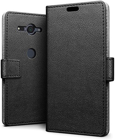 Leather Wallet Flip Case for Sony Xperia Xz2 Compact - Black