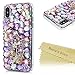 iPhone X Case, iPhone Xs Case, Mavis's Diary Full Edge Protective Plastic Case, 3D Handmade Crystal Clear Bling Full Diamonds Colorful Shiny Rhinestone Flowers Hard PC Cover