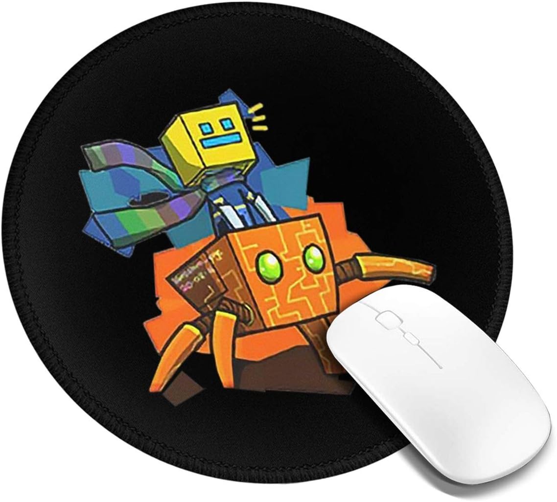 Zhangyanq Geo-met-ry Da-sh Rubber Round Mouse Pad 7.9x7.9 Inches Non Slip Perfect for Working and Gaming