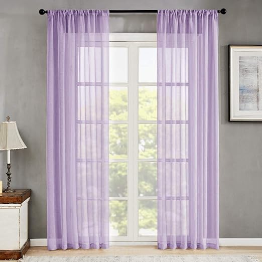 Amazon Com Mrtrees Lilac Sheer Curtains Girls Room 84 Inches Long
