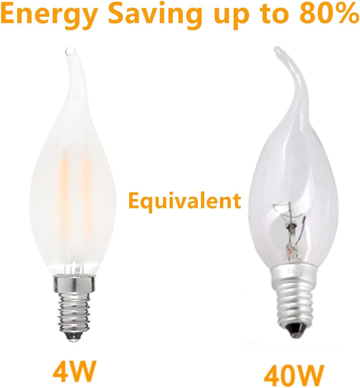 6 Pack Dimmable E14 Bulb LED Candle Light Bulb 4W 220V Frosted Flame Lamp Glass C35 360 Degrees Beam Angle Vintage Edison Home Chandelier Bulb Warm White 2700K - Image 4