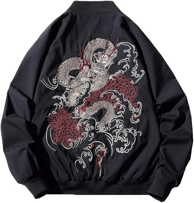 Amazon Bankiku バンキク スカジャン ジャケット 横須賀 龍 刺繍 メンズ 中綿 薄手 和柄スタジャン ライダース アウター ジャンパー 春 秋 冬 コート ジャケット 通販