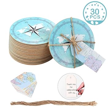 Amazon Com Partytalk 30pcs Compass Cork Coasters Favors With World