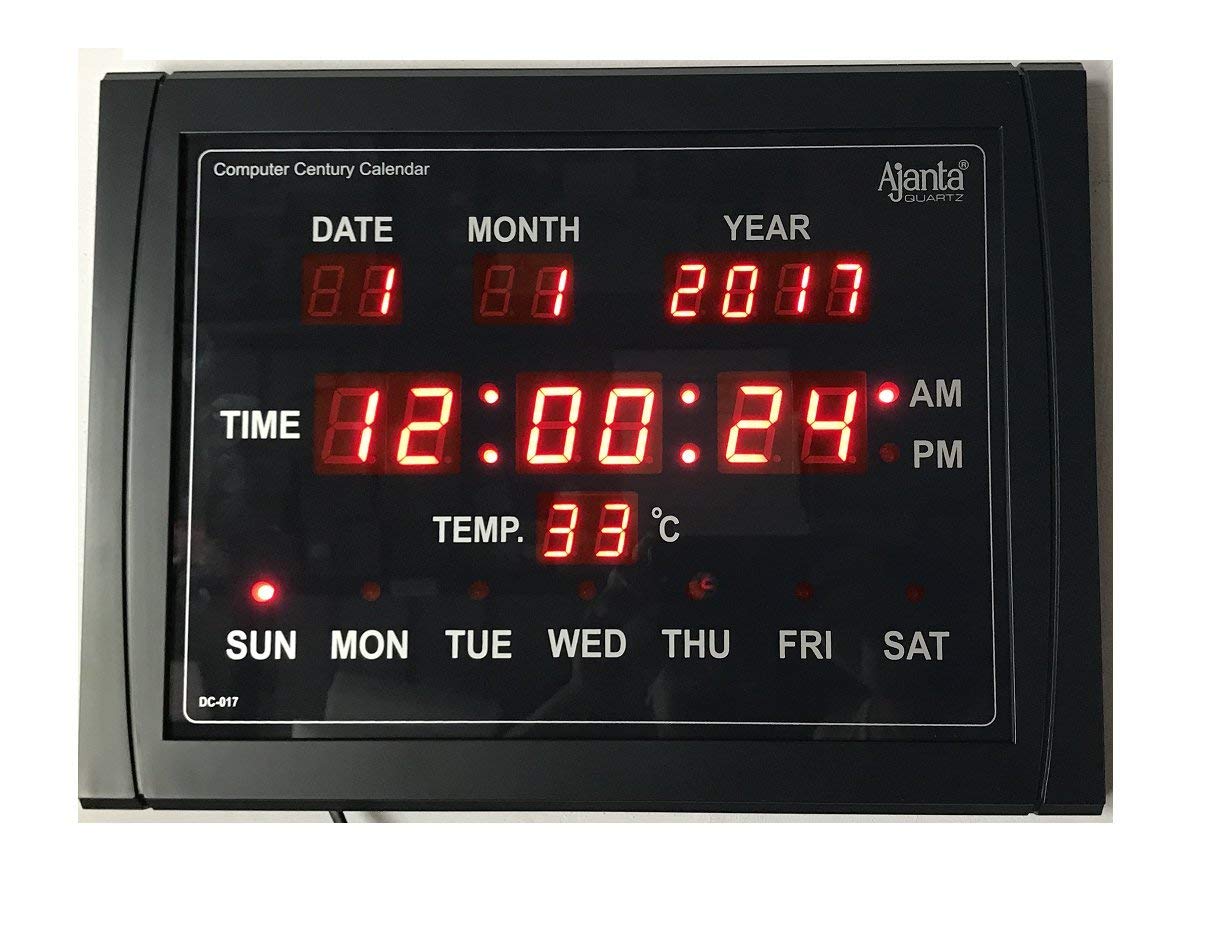 Buy Ajanta Quartz Digital Red LED Rectangle Wall Clock DC 017 39 5 Cm