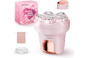 PRITECH Electric Razors for Women Legs, Easy-Clean Body Shaver, Wet & Dry Waterproof Bikini Trimmer, Portable Lady Hair Remover for Face Underarms Pubic (Pink)