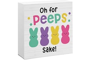 Hiagkmet Wooden Sign Desk Decor, Easter Decor Rustic Oh for Peeps Sake Wooden Sign Easter Bunny Desk Decorations Home Shelf D