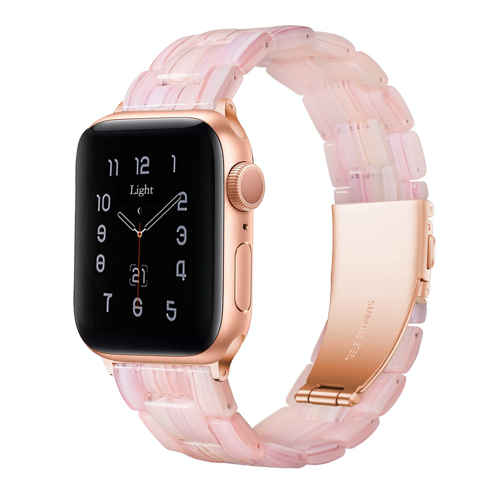 Light Compatible with Apple Watch Straps 38mm 40mm 41mm,Resin Replacement Strap for Apple Watch Series 7 6 SE 5 4 3 2 1(Peach Pink,38mm/40mm/41mm)