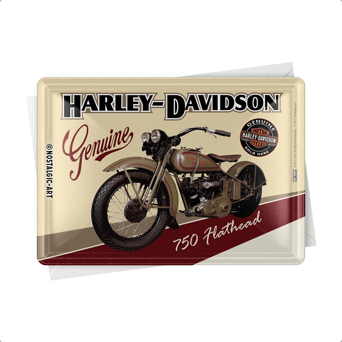 Nostalgic Arts - Harley Davidson Motorcycles - 750 Flathead Metal Postcard Sign
