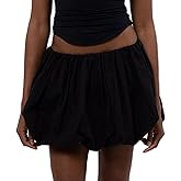 Muineobuka Women Girls Bubble Mini Skirt Low Waist Pleated Puffy Short Skirts A-Line Rufle Flared Mini Balloon Skirts