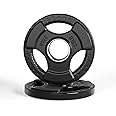LIONSCOOL 2-Inch Rubber Olympic Grip Weight Plates for Strength Training, Weightlifting, Solid Cast Iron Plate for Barbell in Single/Pair/Set for Home & Gym (2.5-45LB), One Year Warranty