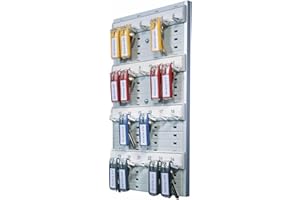 Durable Key Rack, 24-Tag Capacity, Plastic, Gray, 8.38 x 1.38 x 14.13