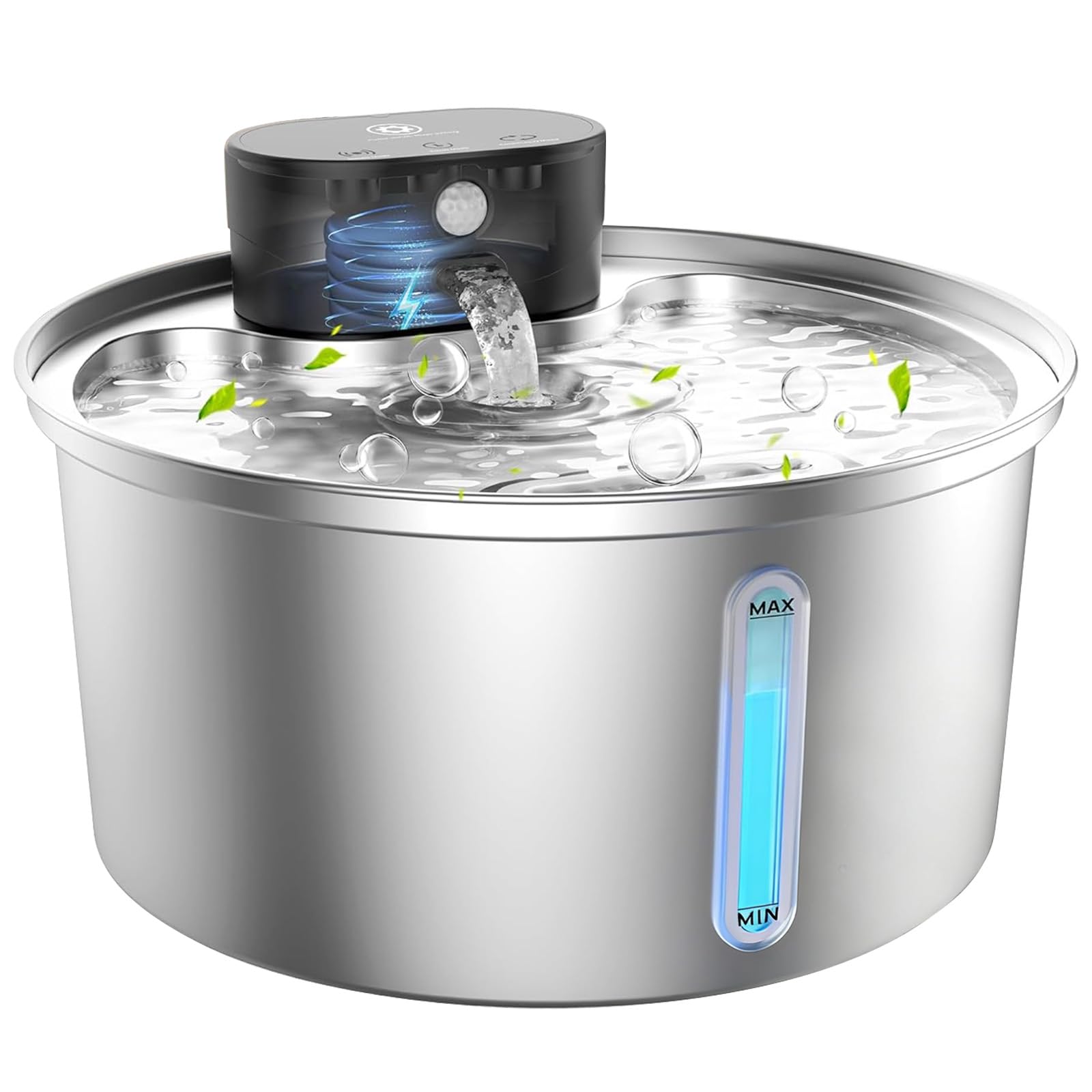 Photo 1 of Wireless 3.2L/108oz Stainless Steel Cat & Dog Water Fountain – Cordless Pet Dispenser with Ultra-Quiet Pump, Motion Sensor, Easy-to-Clean Hygienic Design, Encourages Hydration, Multi-Pet Homes